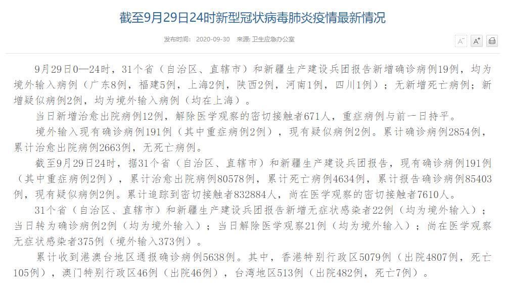 全球新增确诊19例均为境外输入(全球新增确诊19例均为境外输入感染者)