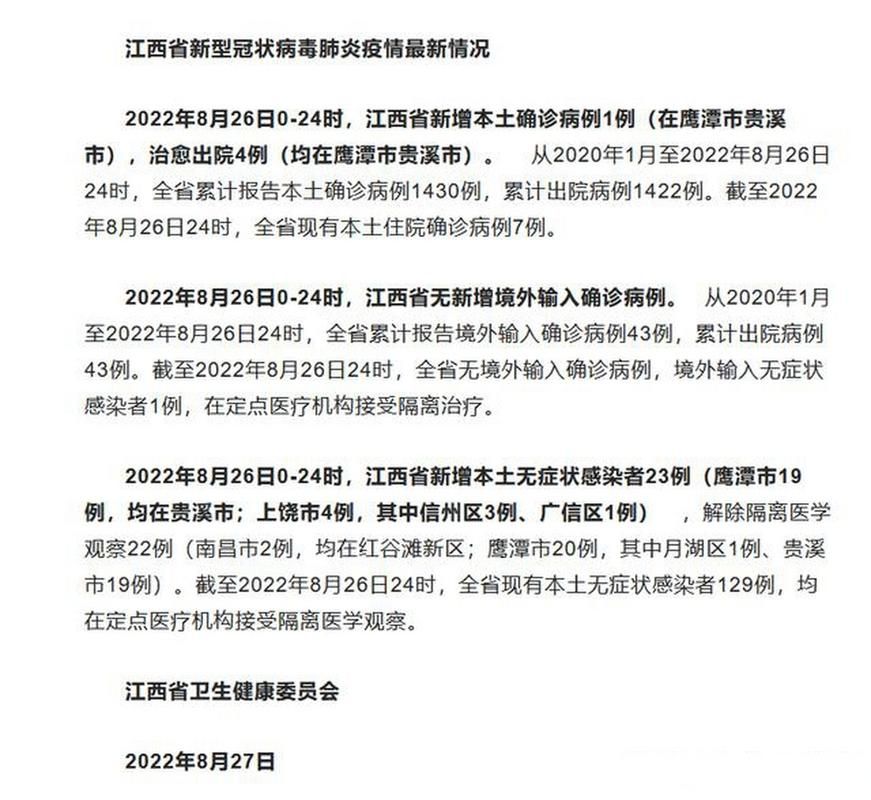 8地新增无症状感染者14例江西省吉安市吉安县2例/吉安 确诊