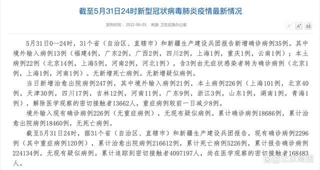 31个省份新增确诊22例均为境外输入/31个省区市新增确诊病例13例,均为境外输入
