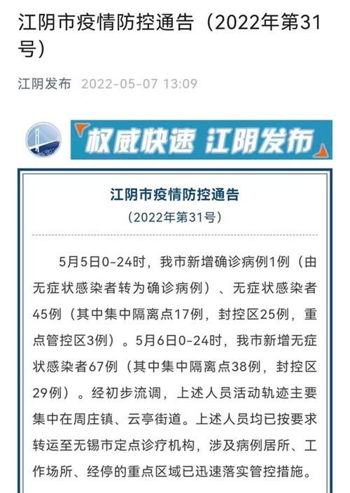 【江苏无锡江阴今日无新增本土确诊,无锡江阴发现一例无症状】