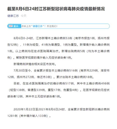 江苏省扬州市扬州经济技术开发区近期重症最新通报/扬州累计报告本土确诊220例重型14例