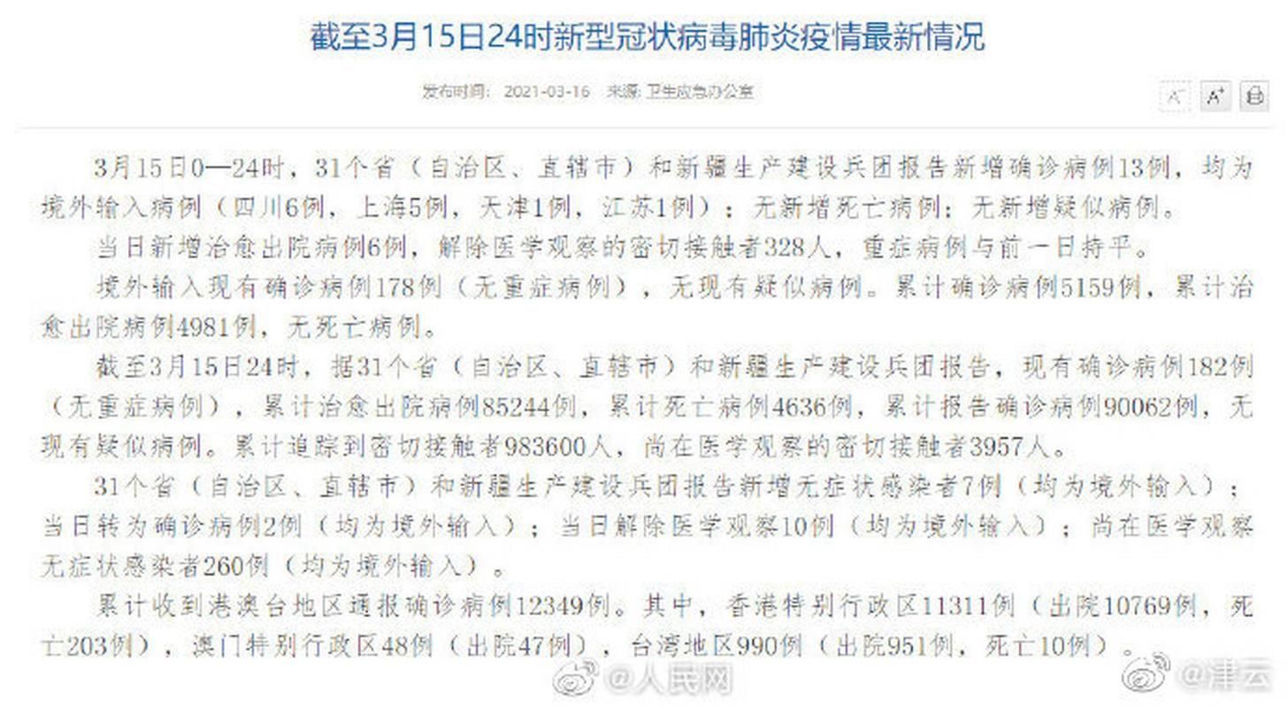  多地新增3例重症涉18省:cn31省区市新增本土确诊6例