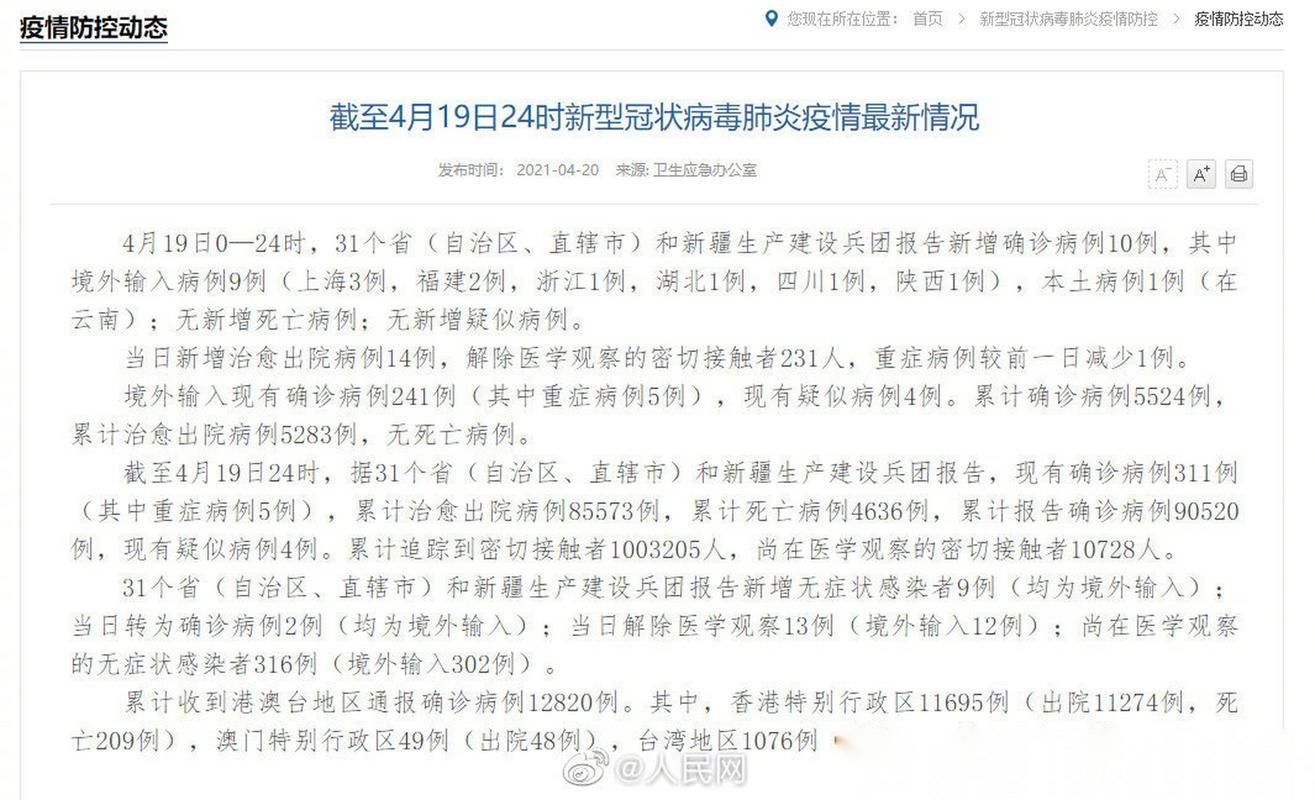 31省区市今日新增19例重症(今天全国31个省区市新增确诊病例44例)